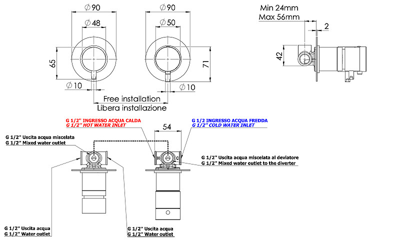 Смеситель для душа Remer X Style XT96BG с термостатом цвет Золото брашированное