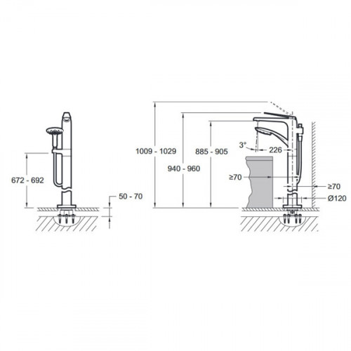 Смеситель для ванны Jacob Delafon Avid E97367-CP Хром на пол