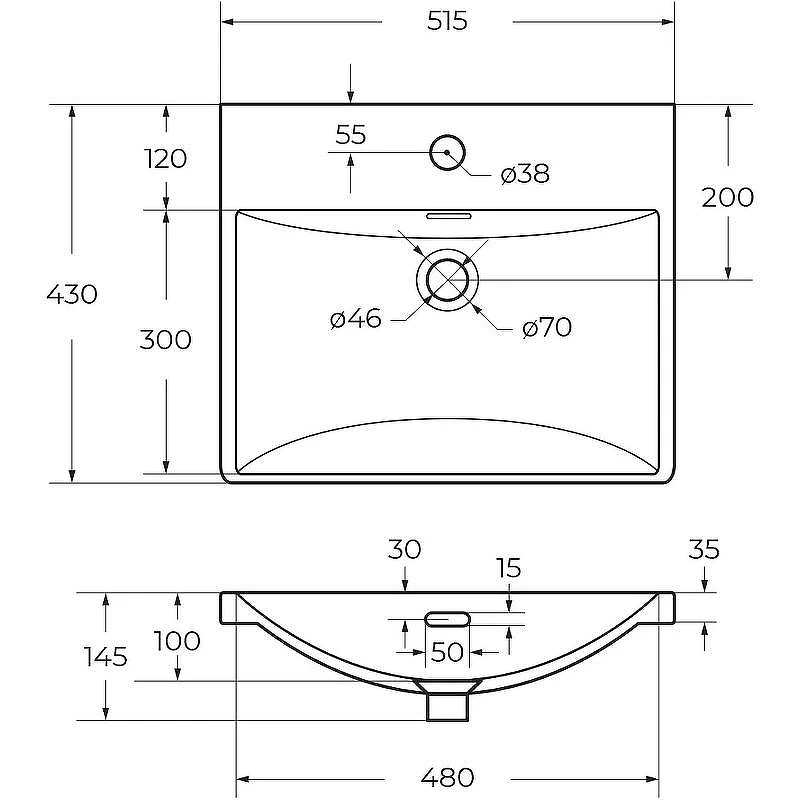 Раковина BelBagno 50 BB-8076-3-50 Белая
