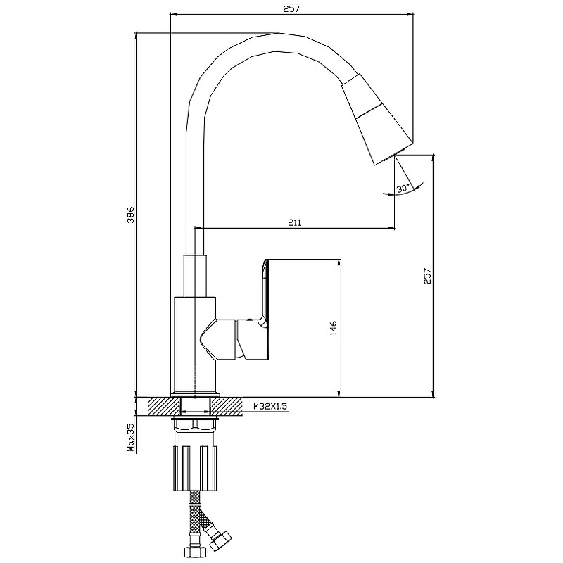 Смеситель для кухни Splenka S06.43 Хром латунь