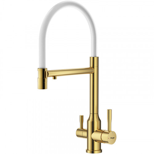 Смеситель для кухни Raglo R81.63.03 Золото матовое Белый латунь