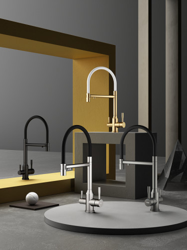 Смеситель для кухни Raglo R81.63.03 Золото матовое Белый латунь