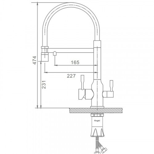 Смеситель для кухни Raglo R81.63.03 Золото матовое Белый латунь