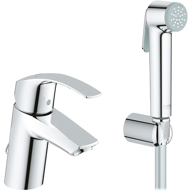 Смеситель для раковины Grohe Eurosmart 23124002 с гигиеническим душем Хром латунь
