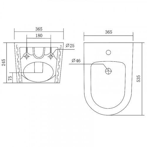 Биде Aquatek Оберон/Бетта AQ0516-00 подвесное Белое