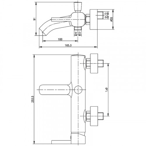 Смеситель для ванны Aquanet Minima AF130-20C 261814 Хром латунь на стену
