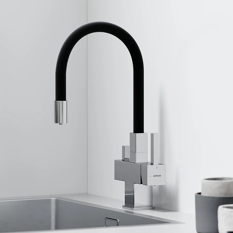 Смеситель для кухни Sancos Arno SC4005CH Хром Черный латунь