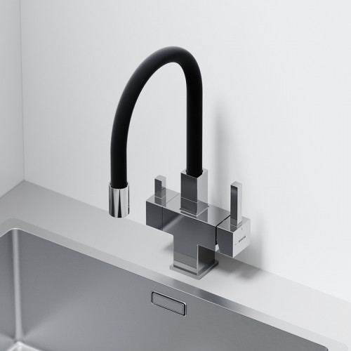 Смеситель для кухни Sancos Arno SC4005CH Хром Черный латунь