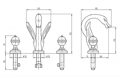 Смеситель для раковины Migliore Luxor 23085 Золото латунь