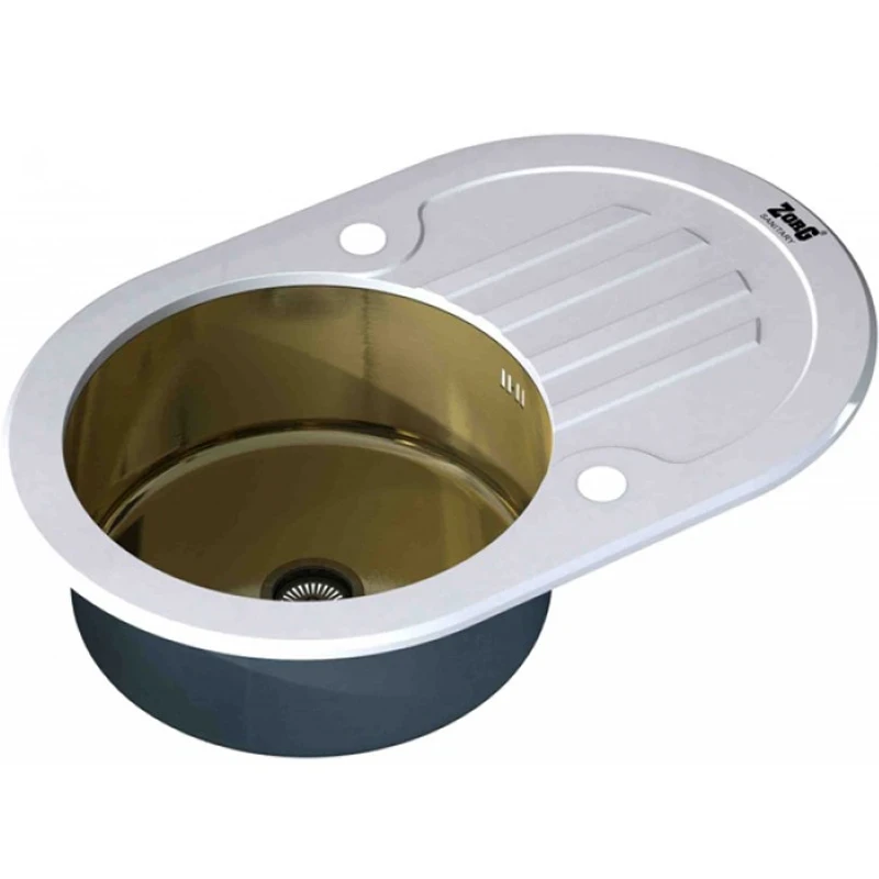 Кухонная мойка ZorG Glass GL-7851-OV-WHITE-BRONZE Белый / Бронза нержавеющая сталь встраиваемый