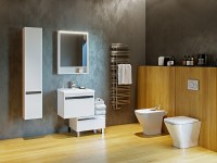 Зеркальный шкаф Aquaton Капри 60 1A230302KP010 с подсветкой Белый глянцевый МДФ / ЛДСП, стекло