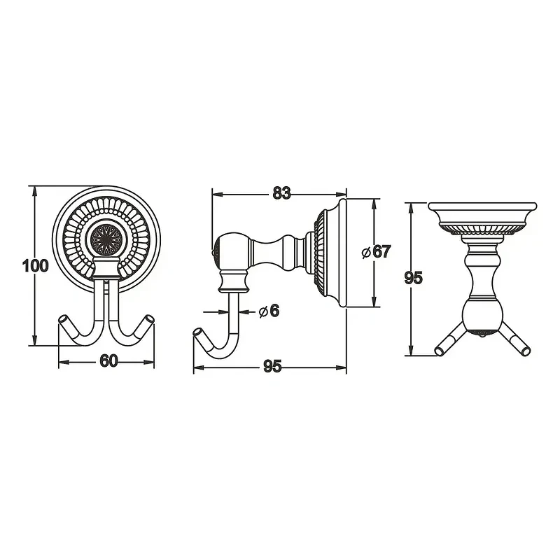 Двойной крючок Rose RG14Q RG1421Q цвет Бронза
