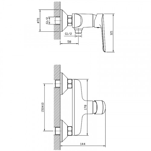 Смеситель для душа ESKO Lagos Black LG80B Черный матовый пластик на стену