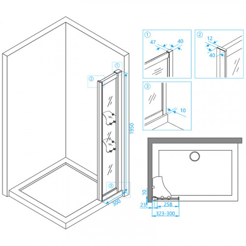 Душевая стенка RGW Z-42 30 03064230-11 профиль Хром стекло прозрачное