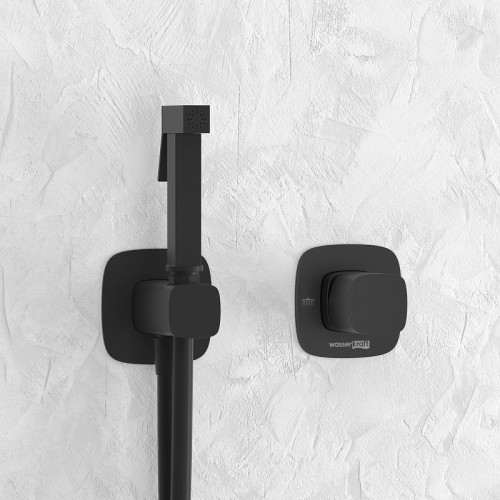 Гигиенический душ со смесителем WasserKRAFT Nuthe A9151.327.241.212 Черный матовый латунь встраиваемый