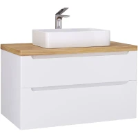 Тумба под раковину Jorno Wood 100 wood.01.100/P/W подвесная Белая МДФ / ЛДСП