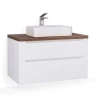 Тумба под раковину Jorno Wood 100 wood.01.100/P/W подвесная Белая МДФ / ЛДСП