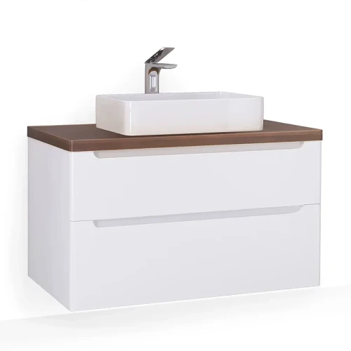 Тумба под раковину Jorno Wood 100 wood.01.100/P/W подвесная Белая МДФ / ЛДСП