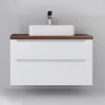 Тумба под раковину Jorno Wood 100 wood.01.100/P/W подвесная Белая МДФ / ЛДСП