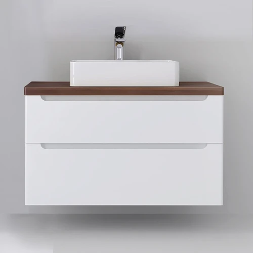 Тумба под раковину Jorno Wood 100 wood.01.100/P/W подвесная Белая МДФ / ЛДСП