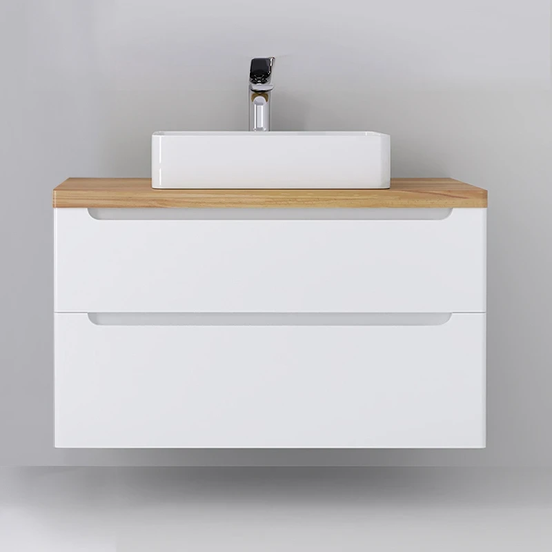 Тумба под раковину Jorno Wood 100 wood.01.100/P/W подвесная Белая МДФ / ЛДСП