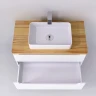 Тумба под раковину Jorno Wood 100 wood.01.100/P/W подвесная Белая МДФ / ЛДСП