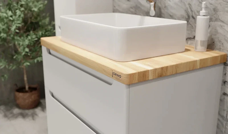 Тумба под раковину Jorno Wood 100 wood.01.100/P/W подвесная Белая МДФ / ЛДСП