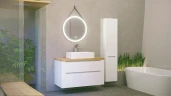 Тумба под раковину Jorno Wood 100 wood.01.100/P/W подвесная Белая МДФ / ЛДСП