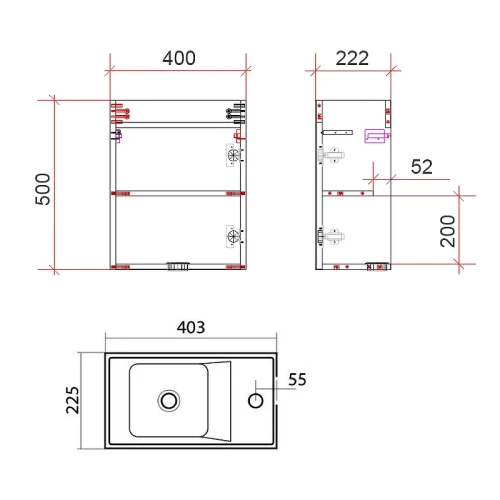 Тумба под раковину Art&Max Family-400-1D-SO-PB подвесная Сканди МДФ / ЛДСП