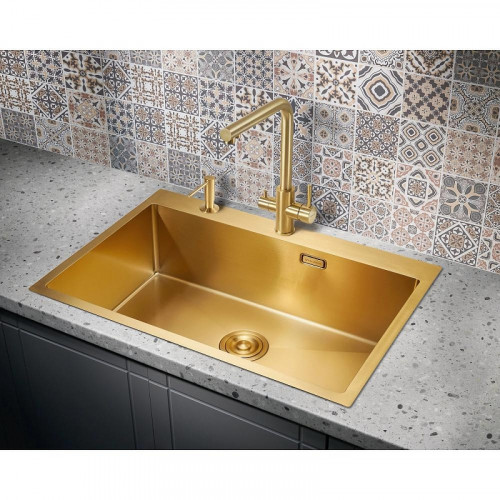 Кухонная мойка Milacio Denia 75 Steel MC.77508 цвет Золото брашированное