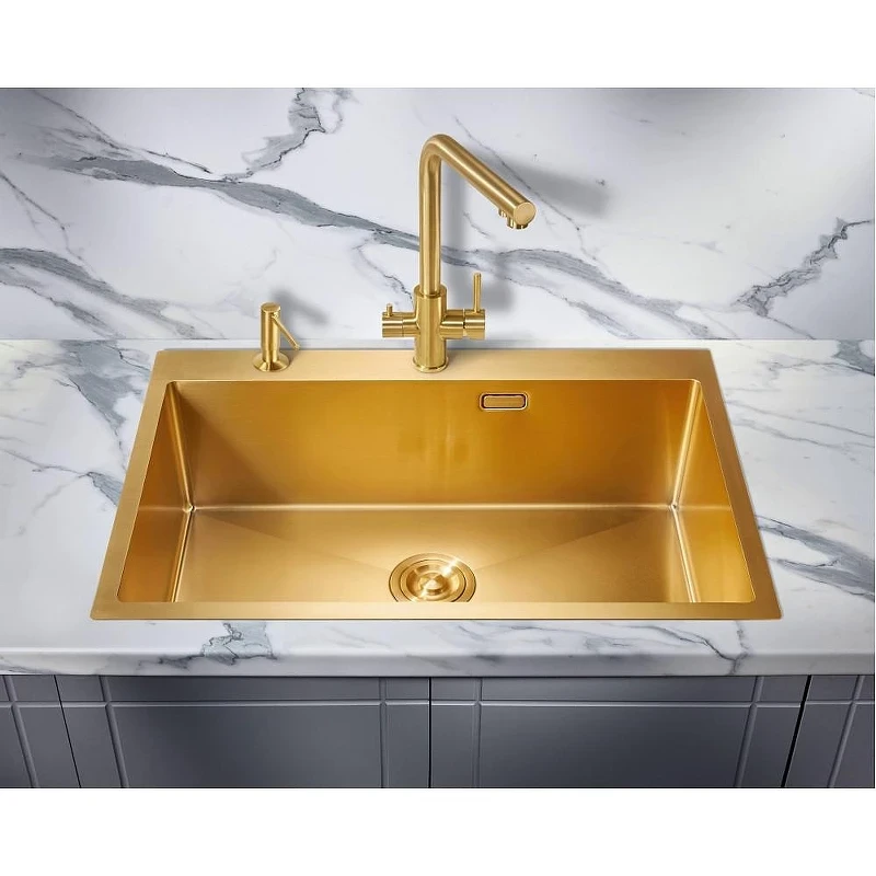 Кухонная мойка Milacio Denia 75 Steel MC.77508 цвет Золото брашированное
