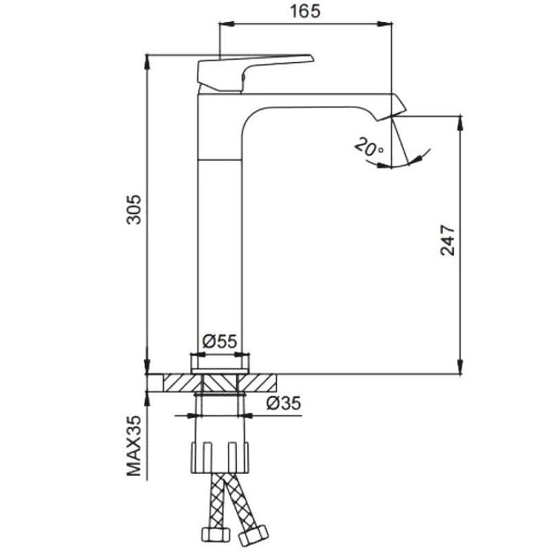 Смеситель для раковины Frap H71 F1071-2 Хром латунь