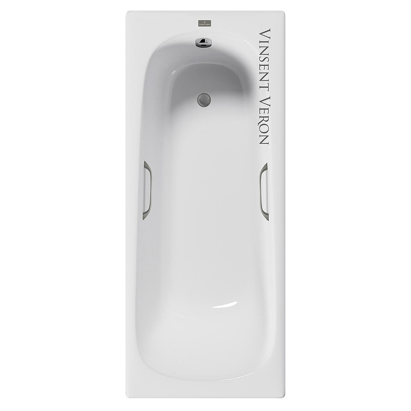 Чугунная ванна Vinsent Veron Concept 160x70 VCO1607042H/VH0012GM цвет Белый с квадратными ручками оружейная сталь