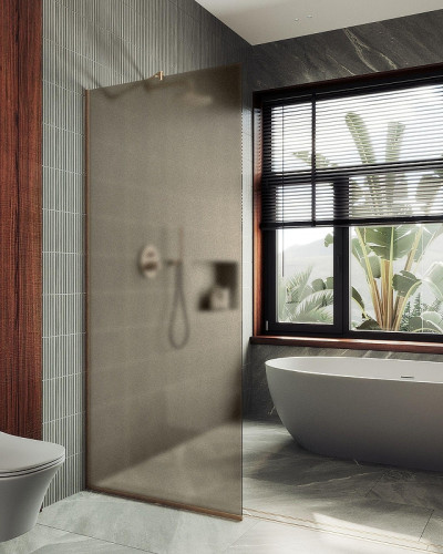 Душевая перегородка Maybah Glass MGD-692-2у 890х1950 в узком профиле Бронза стекло бронзовое матовое