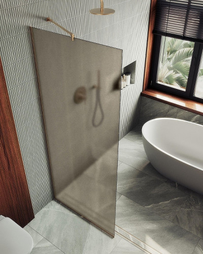 Душевая перегородка Maybah Glass MGD-692-2у 890х1950 в узком профиле Бронза стекло бронзовое матовое