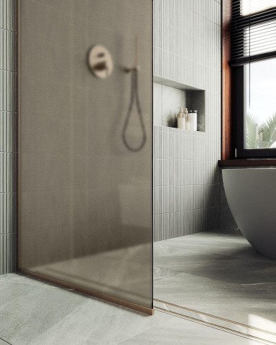 Душевая перегородка Maybah Glass MGD-692-2у 890х1950 в узком профиле Бронза стекло бронзовое матовое