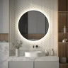 Зеркало Defesto Aura 90х90 DF 2986S с подсветкой 28W-4500K/Сенсорный выключатель/Нейтральный белый свет/Черная рама
