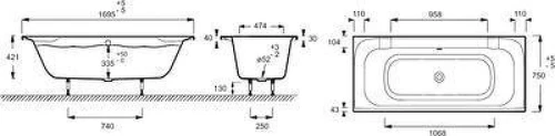Акриловая ванна Jacob Delafon Doble 170x75 E6D012-00 цвет Белый
