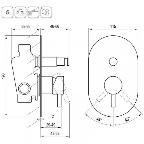 Смеситель для душа Ravak Espirit ES 061.20GB.O2 X070321 Графит