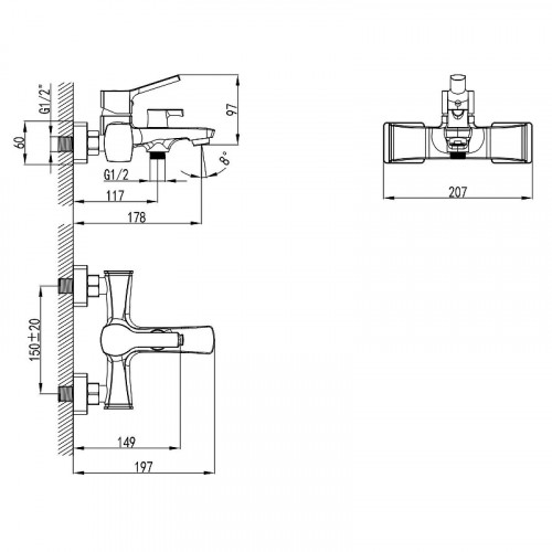 Смеситель для ванны AWP Shira S0514C цвет Хром