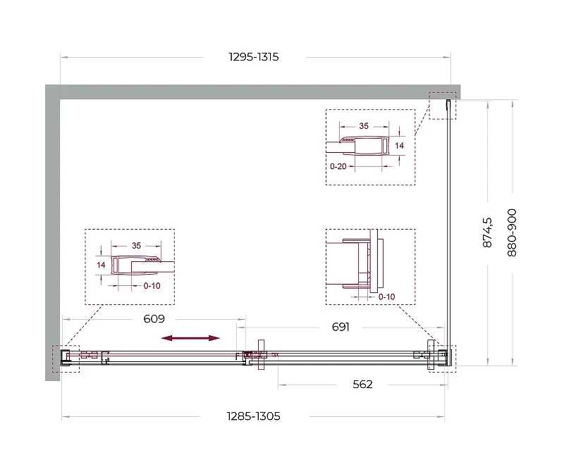 Душевой уголок BelBagno Soft Close-1 130x90 SOFT_CLOSE-1-AH-1-130/90-C-Cr профиль Хром стекло прозрачное