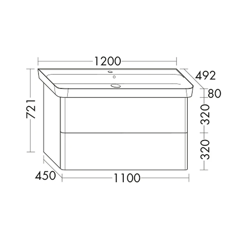 Тумба с раковиной Burgbad Iveo 120 SFEN120F2834G0161C0001*1 подвесная Дуб фланелевый
