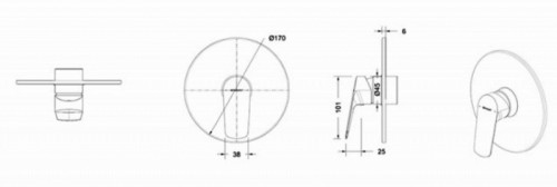 Смеситель для душа Bravat Rhein PB8429564BW-ENG Черный матовый