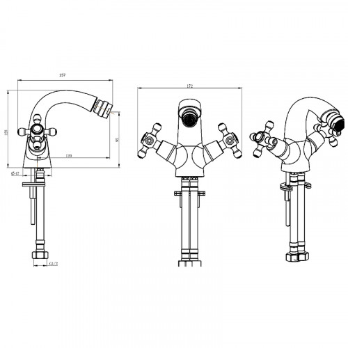 Смеситель для биде Boheme Satine 316-ST Бронза латунь