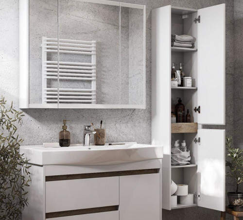 Шкаф пенал Aquaton Нортон 34 R 1A249403NT01R подвесной Белый глянец МДФ / ЛДСП, стекло