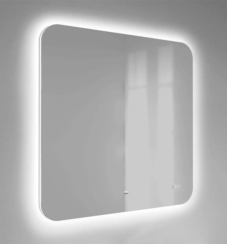 Зеркало Raval Ego 80 Ego.02.80/W/RL с подсветкой с бесконтактным выключателем и часами стекло