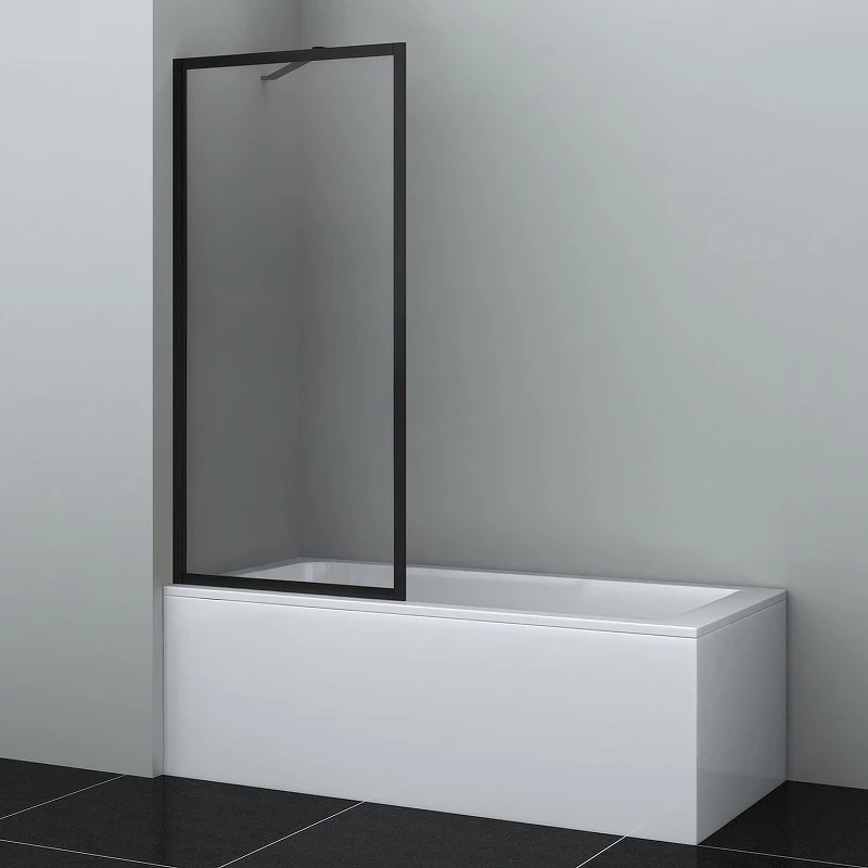 Шторка на ванну WasserKRAFT Abens 80 20W01-80 MB Fixed WasserSchutz профиль Черный матовый стекло прозрачное