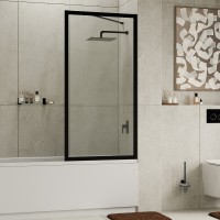 Шторка на ванну WasserKRAFT Abens 80 20W01-80 MB Fixed WasserSchutz профиль Черный матовый стекло прозрачное