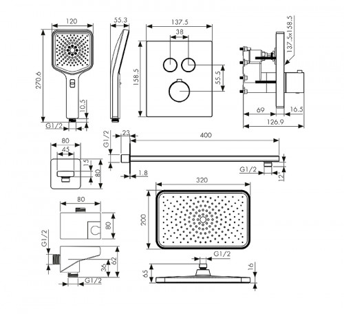 Душевая система Kaiser Sano 08477-3 с термостатом цвет Шлифованное золото