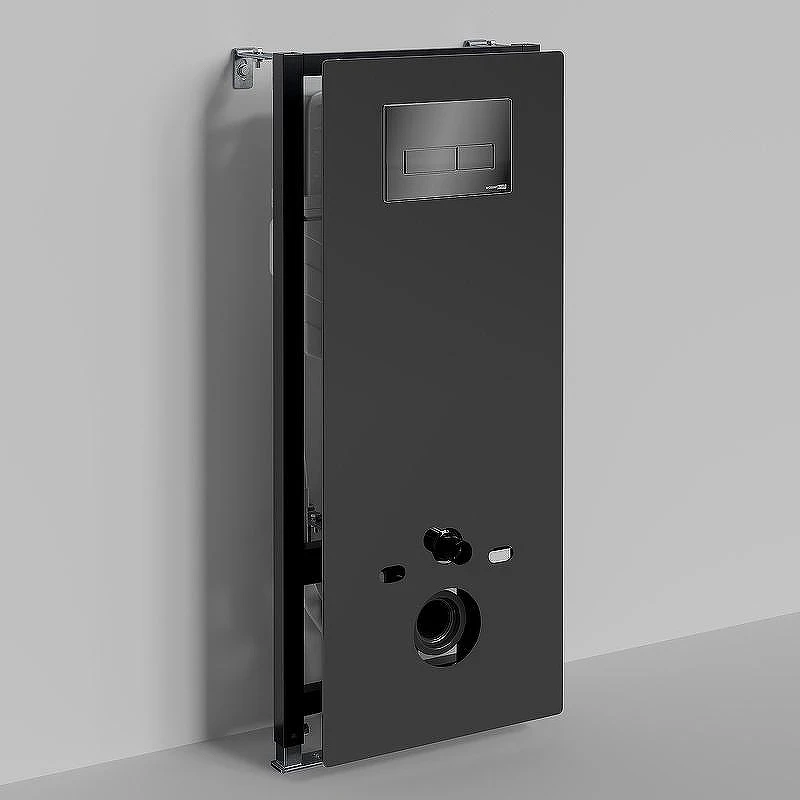 Инсталляция WasserKRAFT Abens 20TLT.010.ME.BL.PB03 для унитаза Черное стекло с клавишей смыва Черный глянец